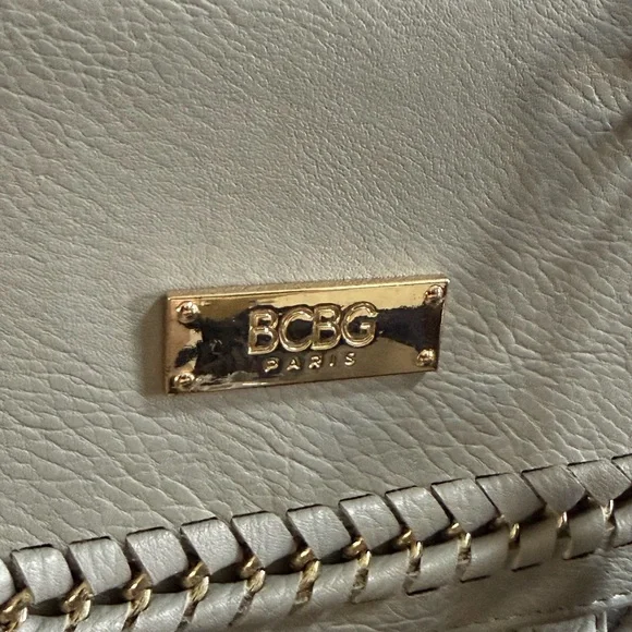 BCBG Gray Crossbody Bag with Gold Chain - Picture 3 of 7